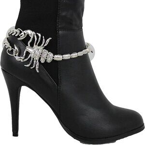 Silver Metal Chain Boots